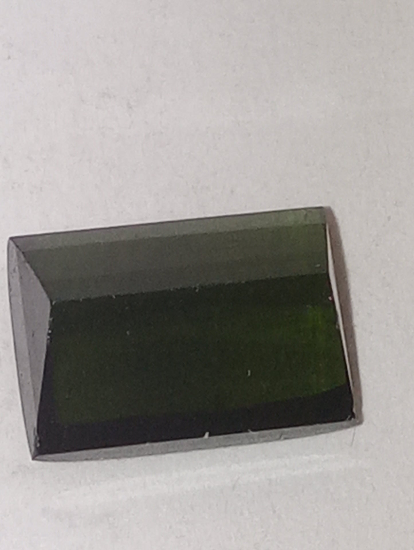 tourmaline gemstone dark green, 10mmx7mm checkerboard emerald cut, 3.88ct