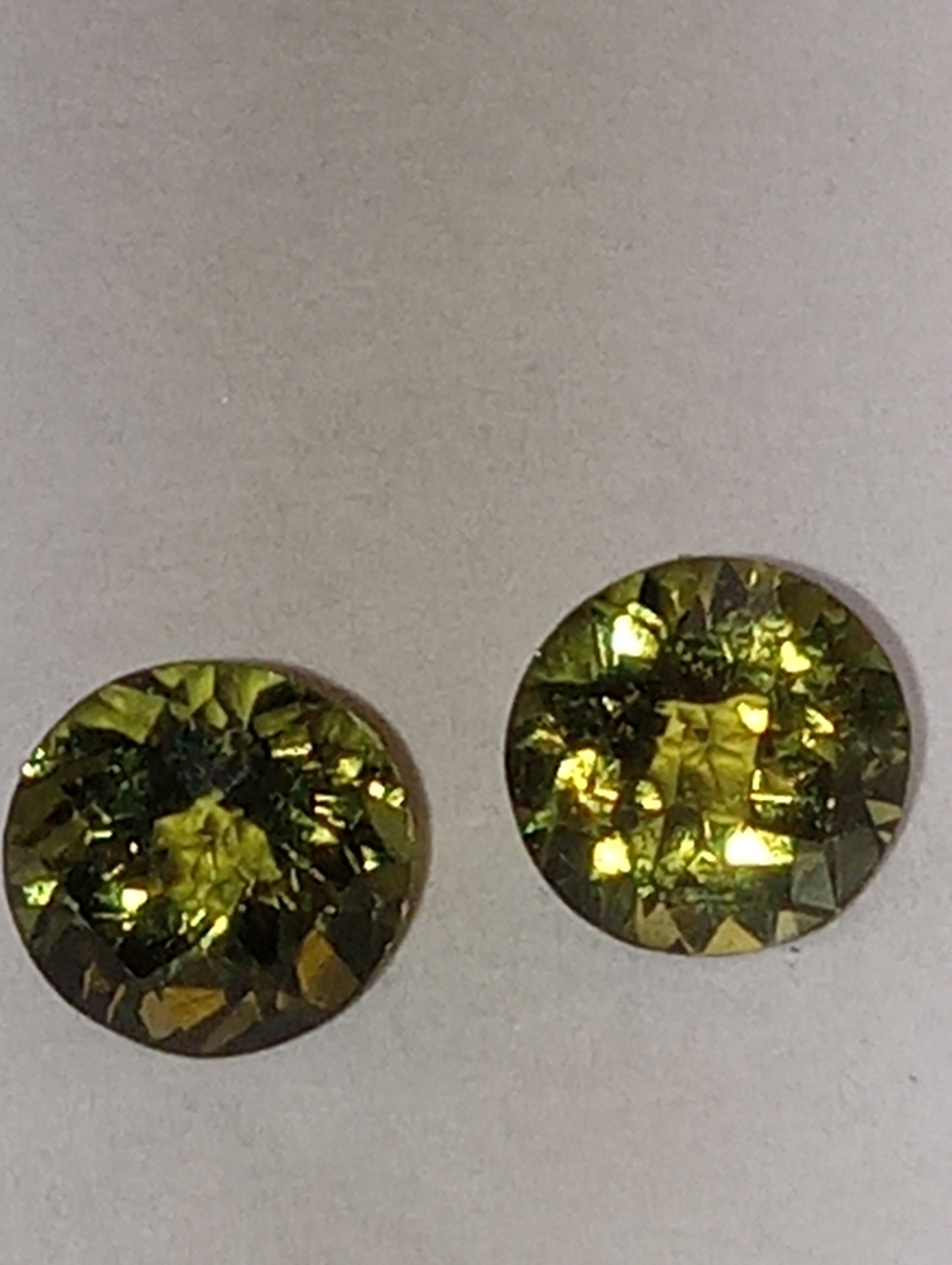 tourmaline gemstones, green, 2 stones, matched pair, 6mm round cuts, 1.80ctw