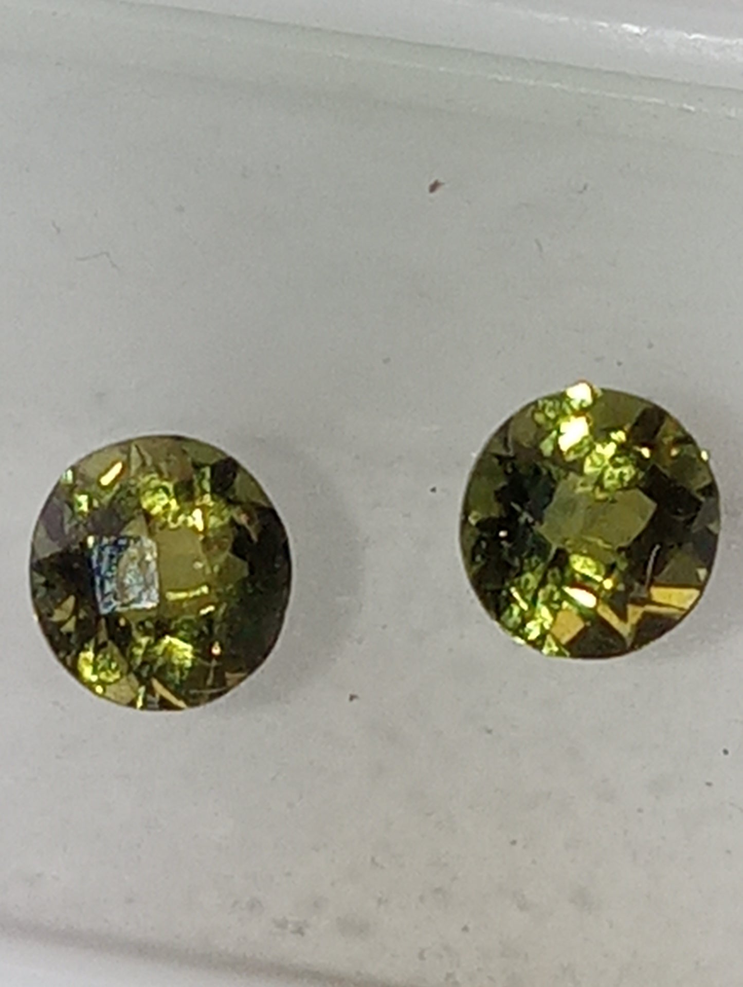 tourmaline gemstones, green, 2 stones, matched pair, 6mm round cuts, 1.80ctw