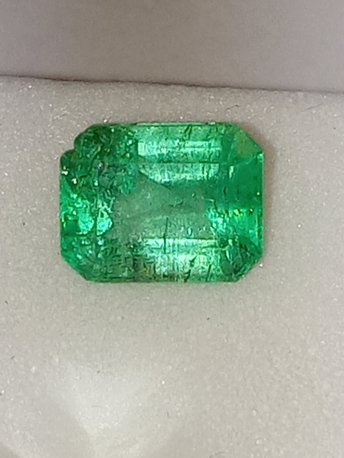 emerald gemstone Colombian, 7.5mmx6mm emerald cut, 1.52ct