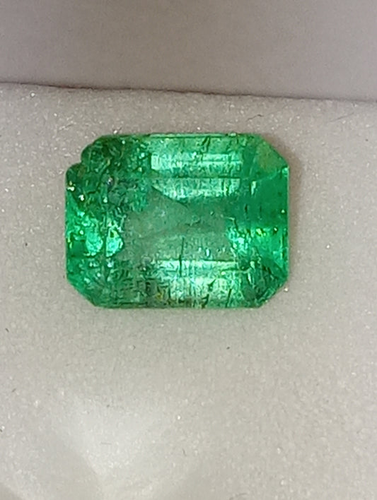 emerald gemstone Colombian, 7.5mmx6mm emerald cut, 1.52ct