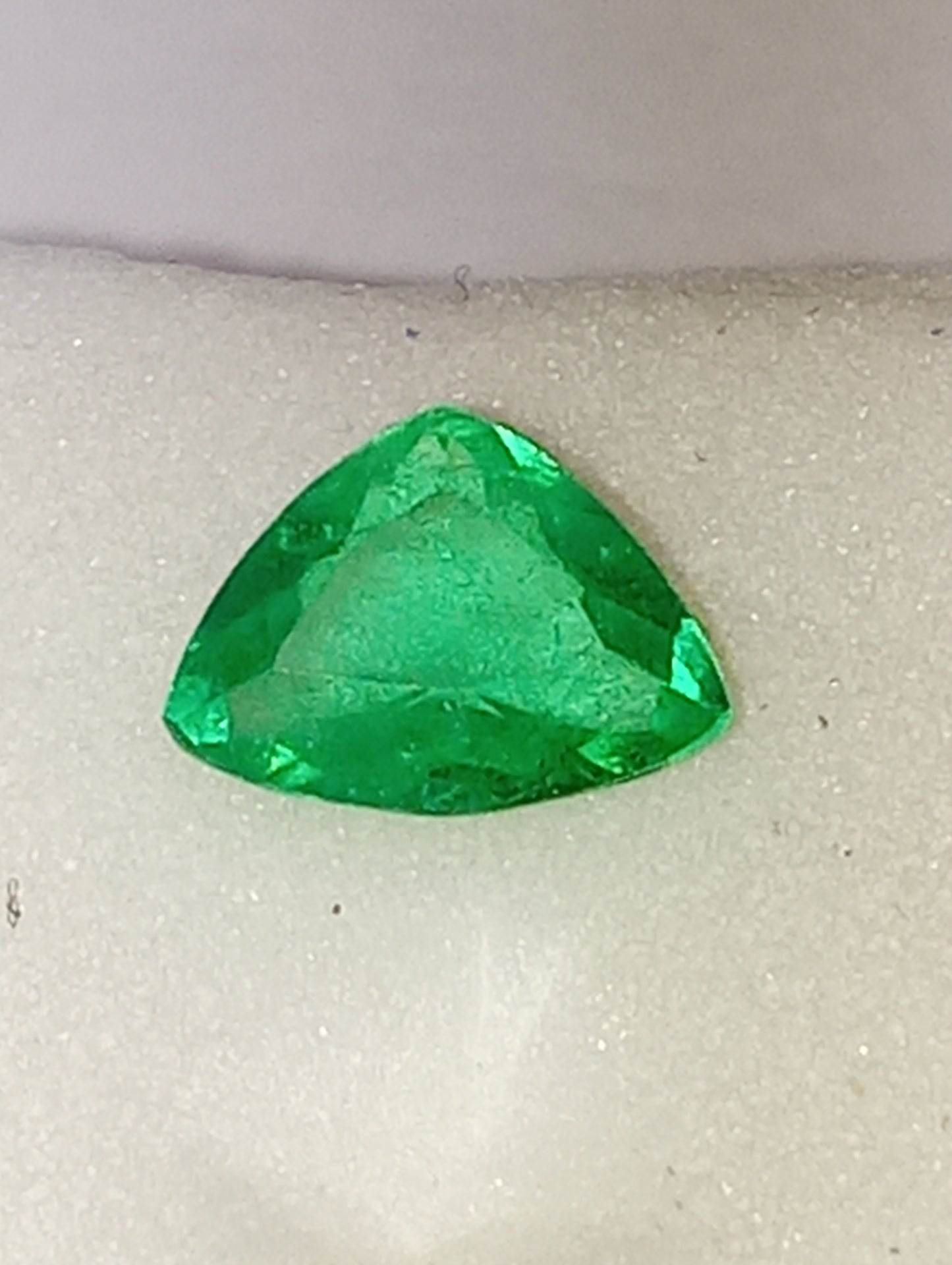 emerald gemstone Colombian, .57ct fancy trillion cut