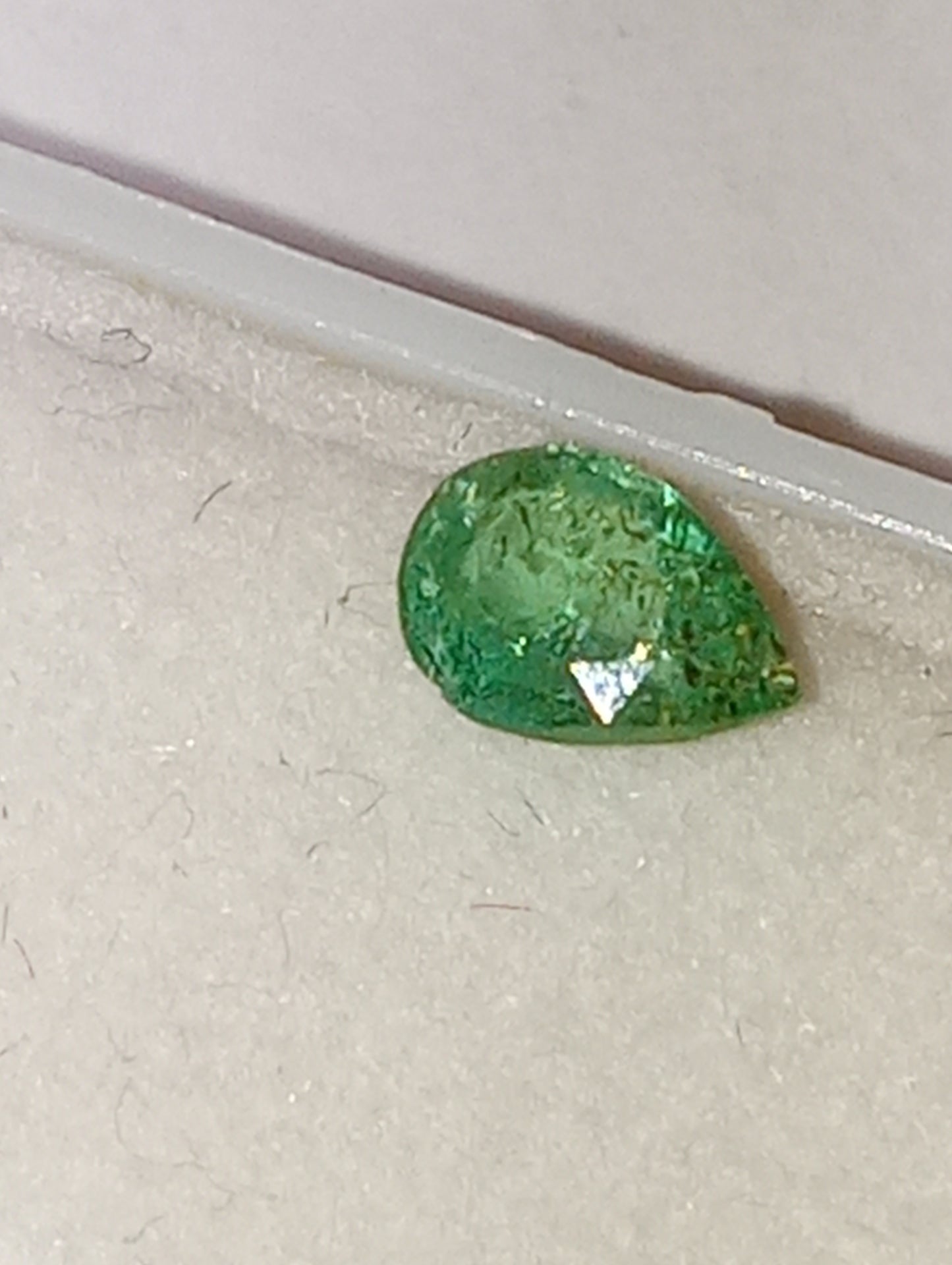 emerald gemstone Nigerian, 5.2x4mm pear cut, .24ct