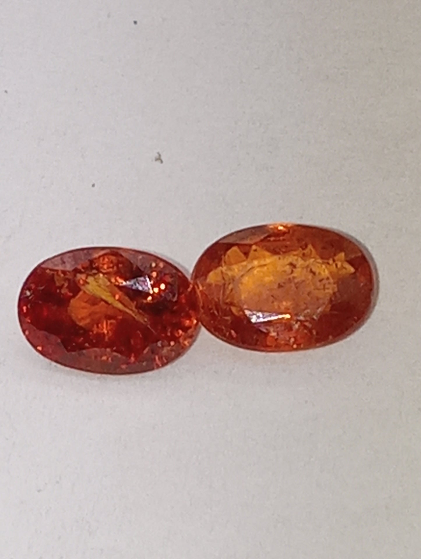 garnet gemstone mandarin spessartite, 7mmx5mm oval cuts, 2 stones, 2.18ctw