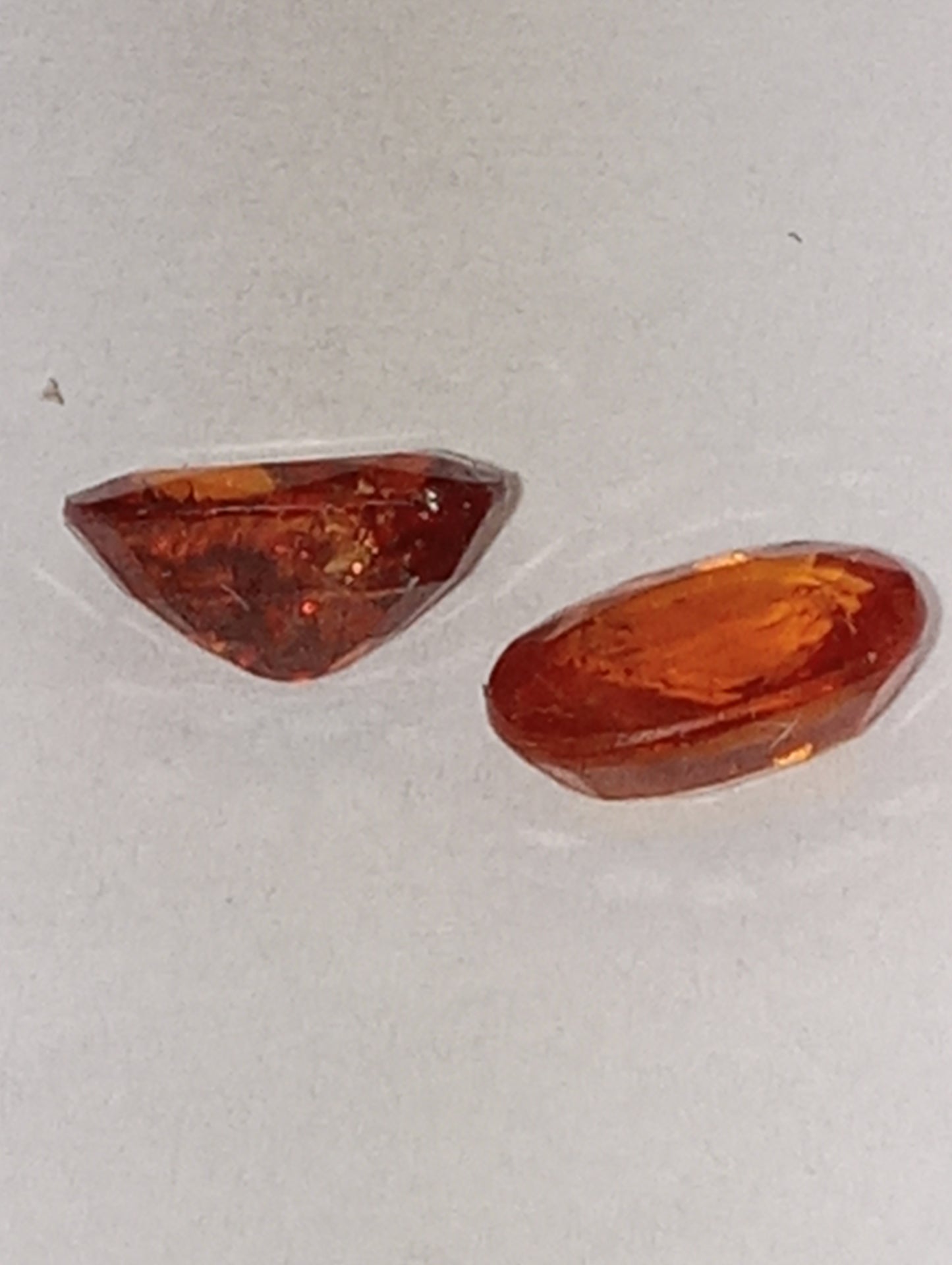 garnet gemstone mandarin spessartite, 7mmx5mm oval cuts, 2 stones, 2.18ctw