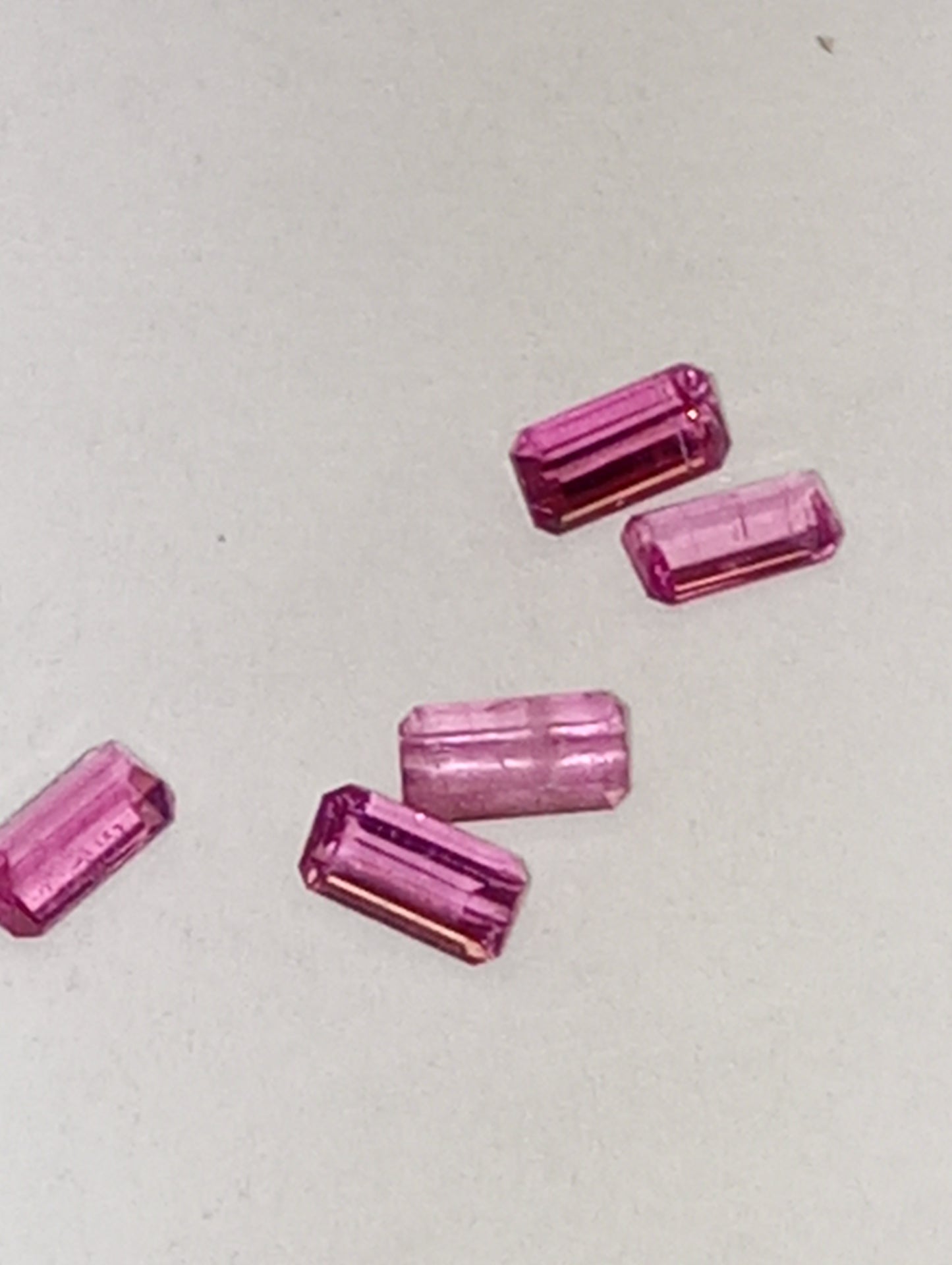 tourmaline gemstones pink, 4mmx2mm emerald cuts, 5 stones, .63ctw