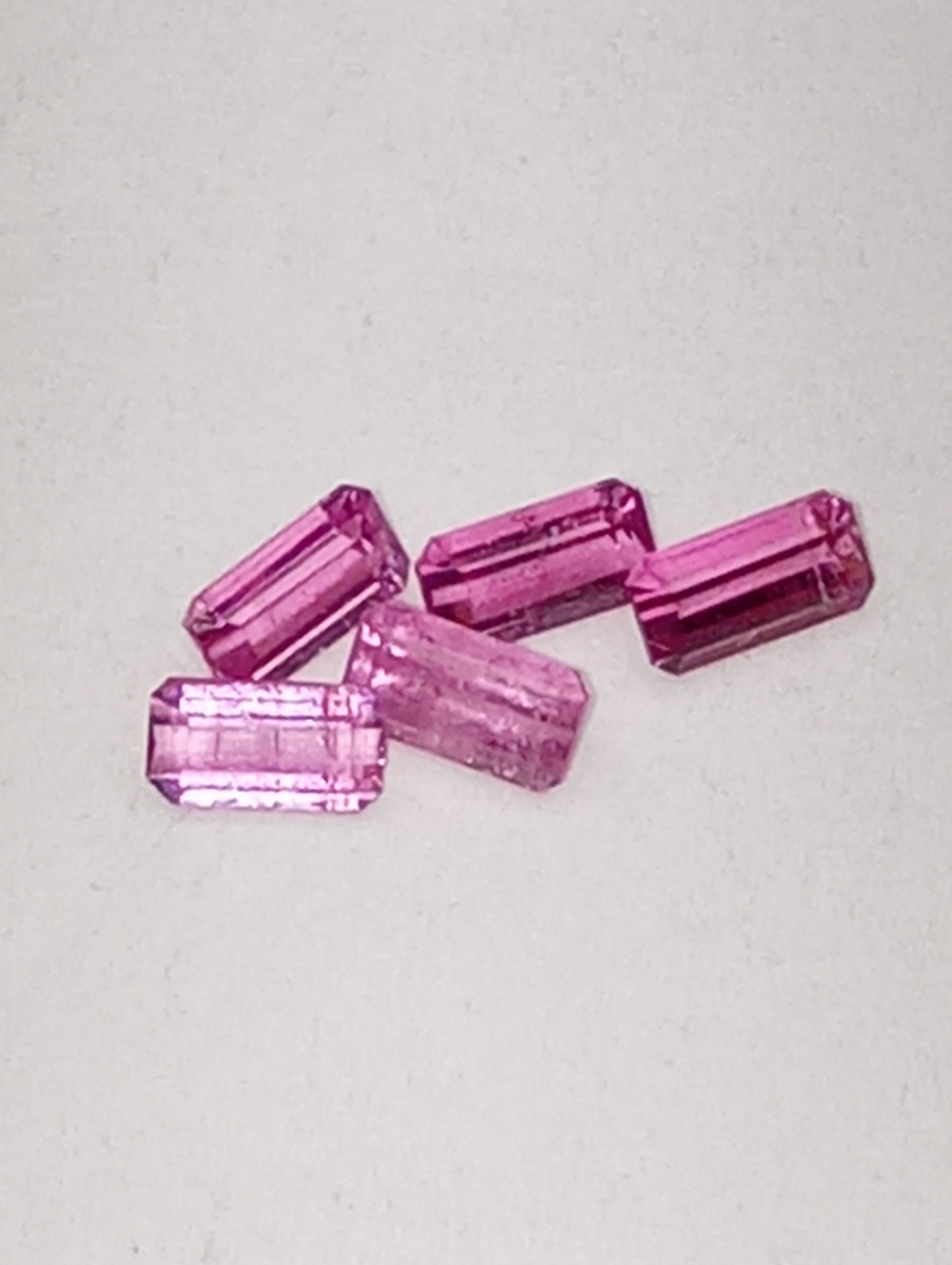 tourmaline gemstones pink, 4mmx2mm emerald cuts, 5 stones, .63ctw