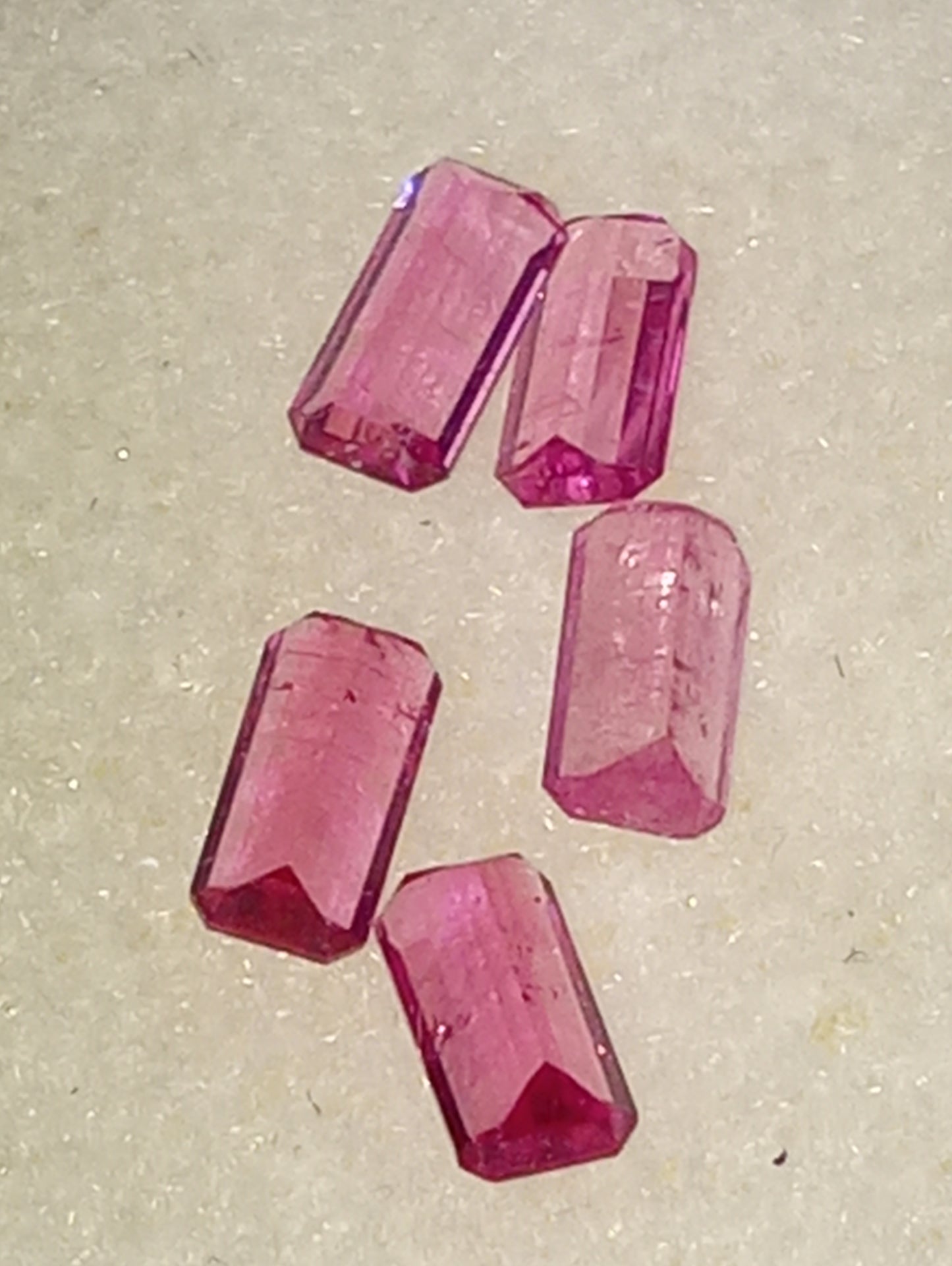 tourmaline gemstones pink, 4mmx2mm emerald cuts, 5 stones, .63ctw