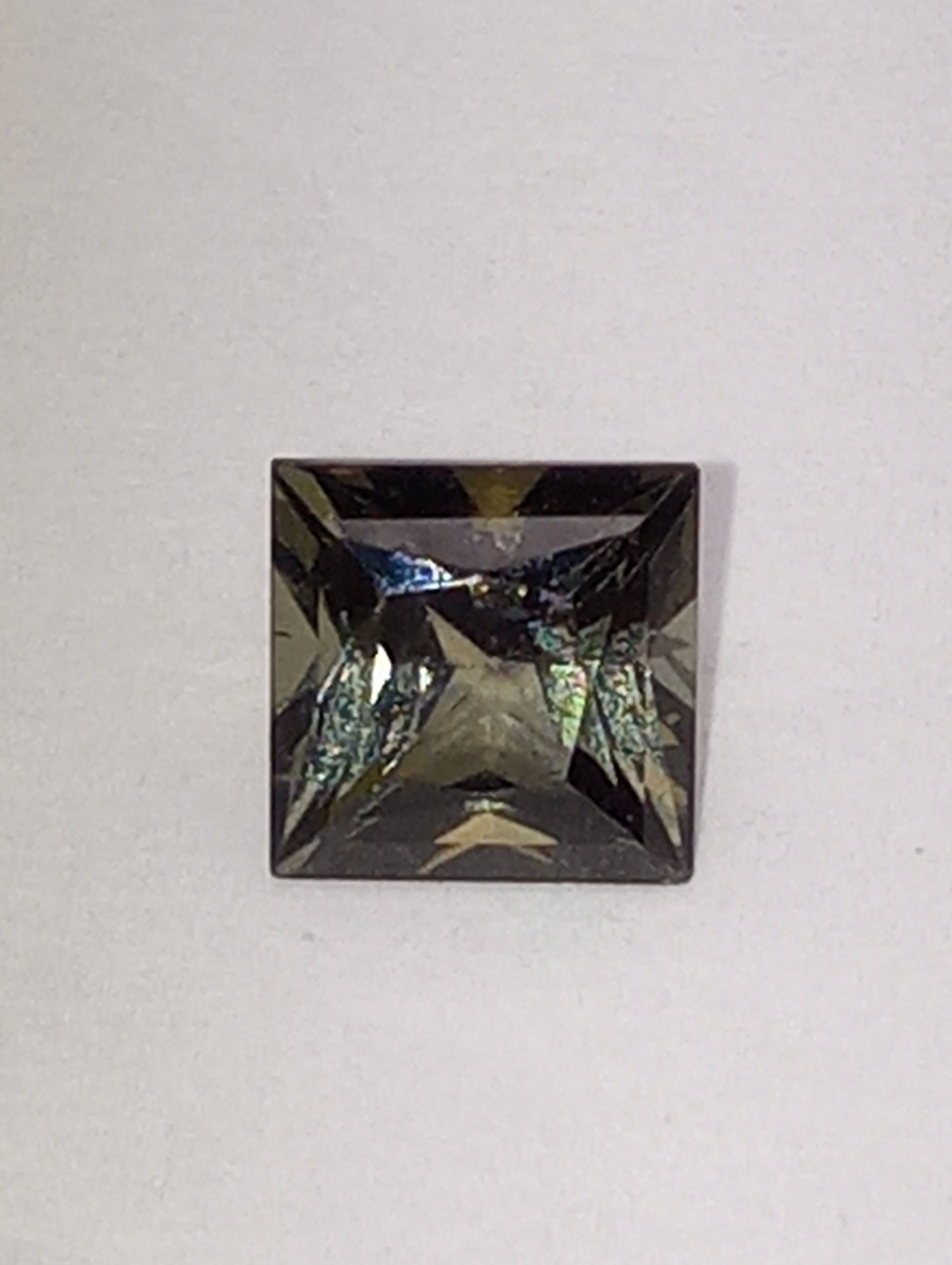 tourmaline gemstone, olive green, 6mmx6mm princess cut, 1.20ct