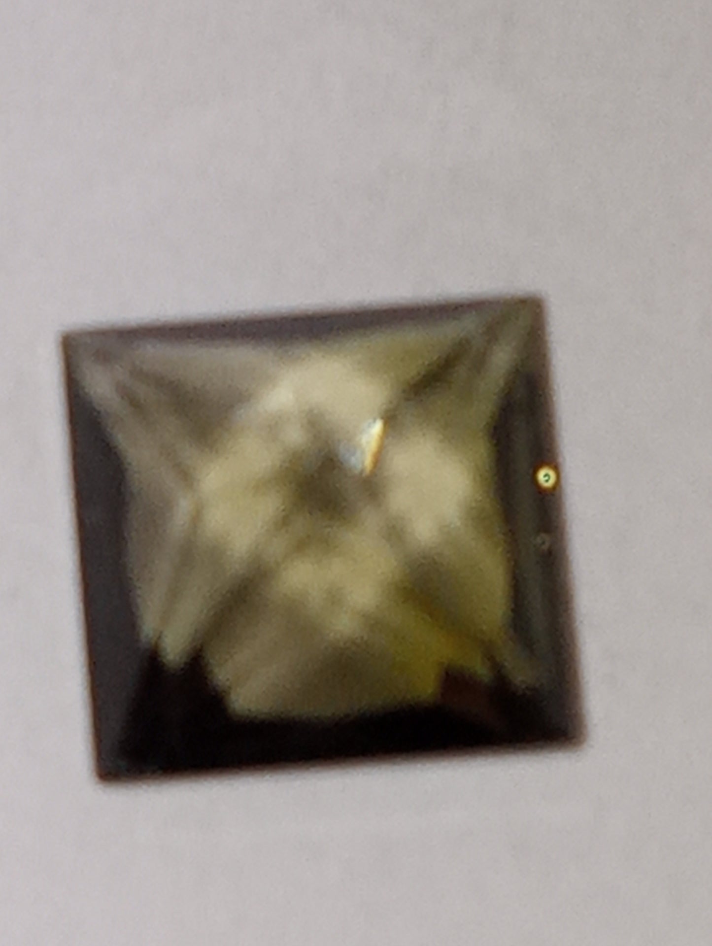 tourmaline gemstone, olive green, 6mmx6mm princess cut, 1.20ct