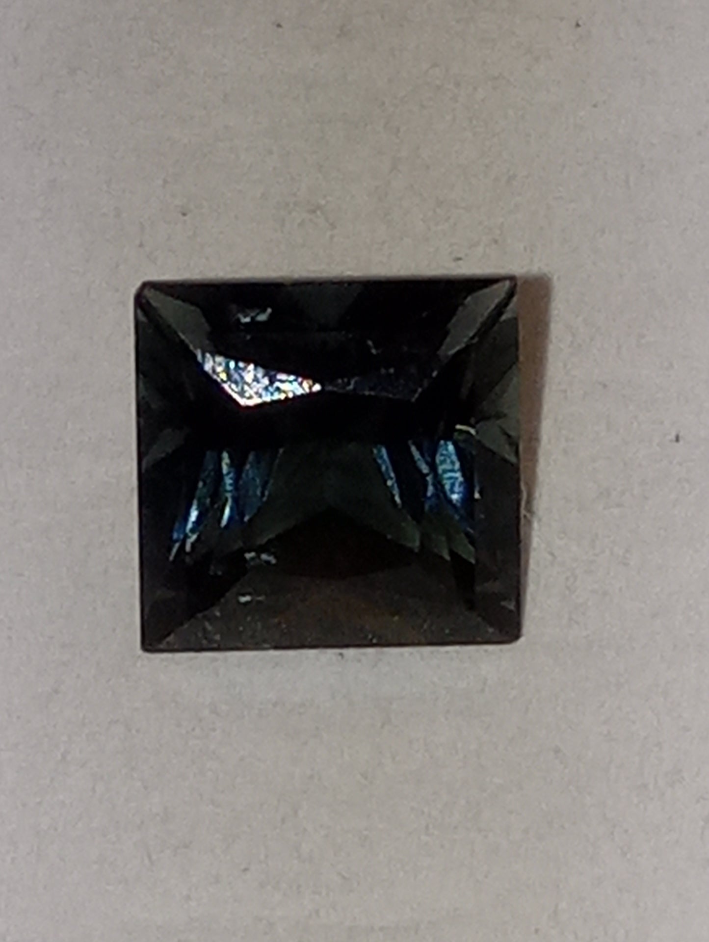 tourmaline gemstone indicolite, 6mmx6mm princess cut, 1.27ct