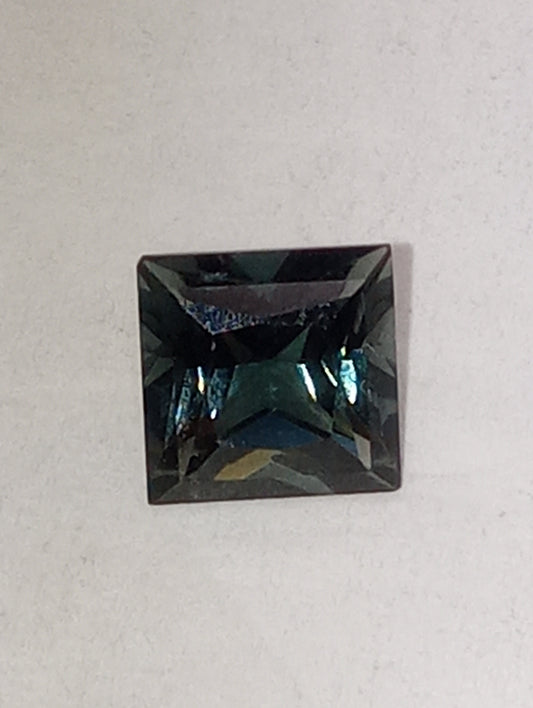 tourmaline gemstone indicolite, 6mmx6mm princess cut, 1.27ct