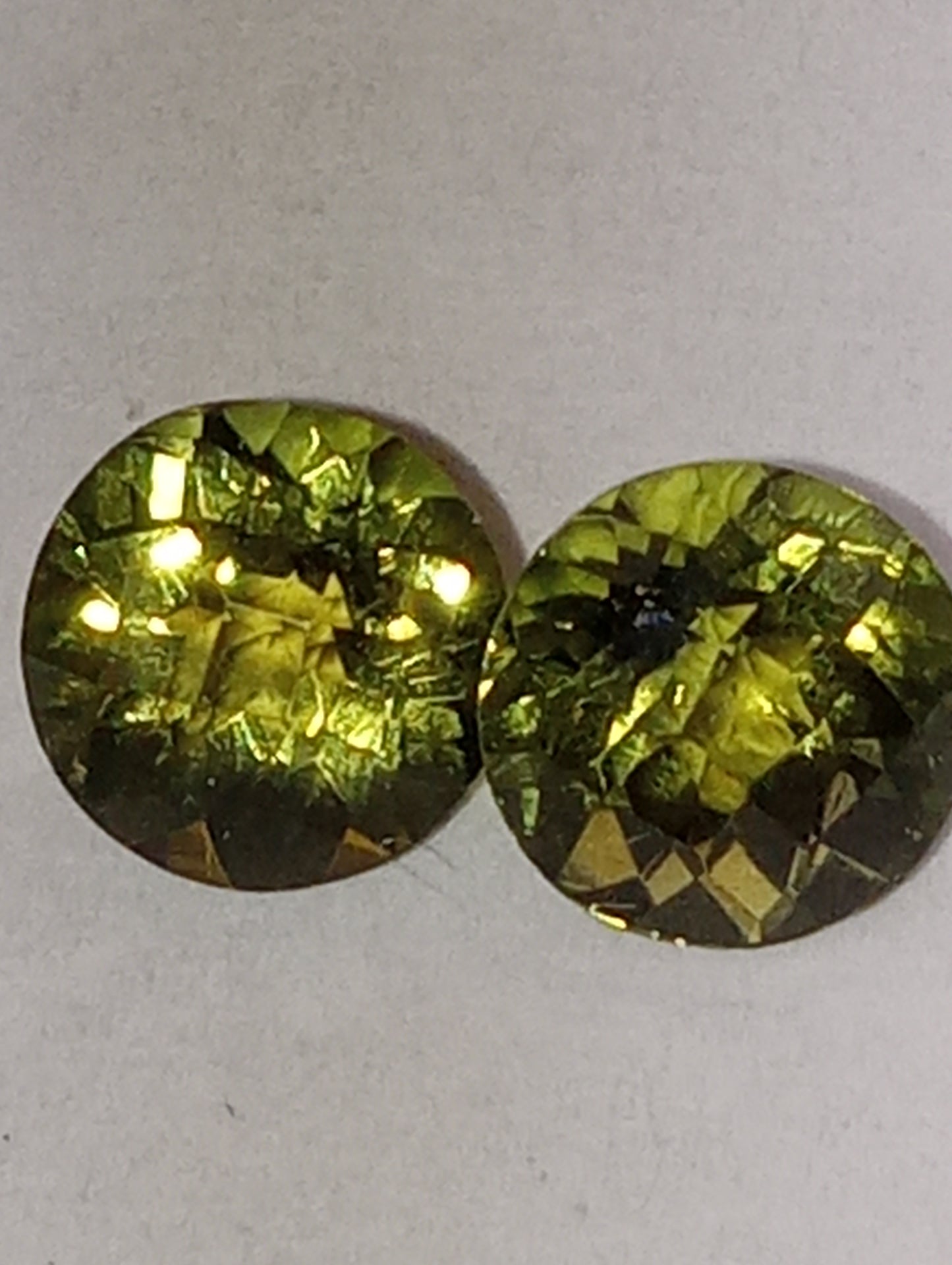 tourmaline gemstones, green, 2 stones, matched pair, 6mm round cuts, 1.80ctw
