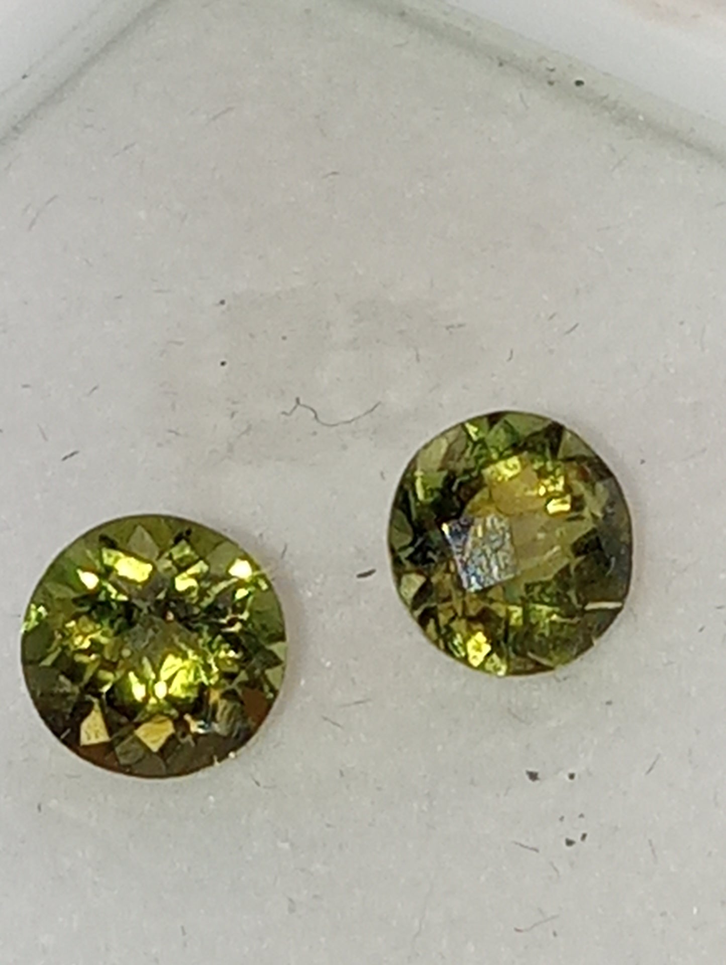 tourmaline gemstones, green, 2 stones, matched pair, 6mm round cuts, 1.80ctw