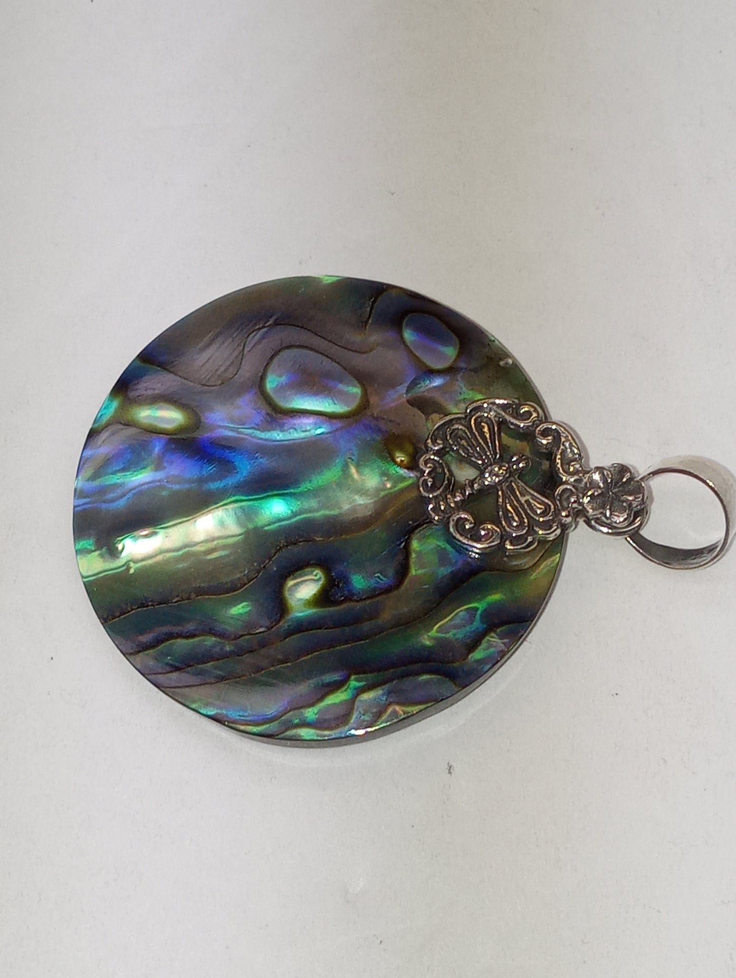 pendant Abalone shell, dragonfly, in sterling silver
