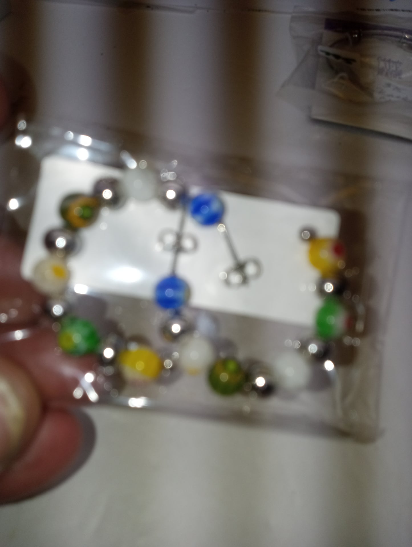 earrings Murano Style, half hoop, in stainless steel
