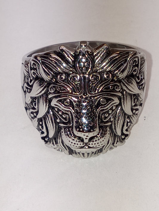 ring Lion's head, in stainless steel , size 13