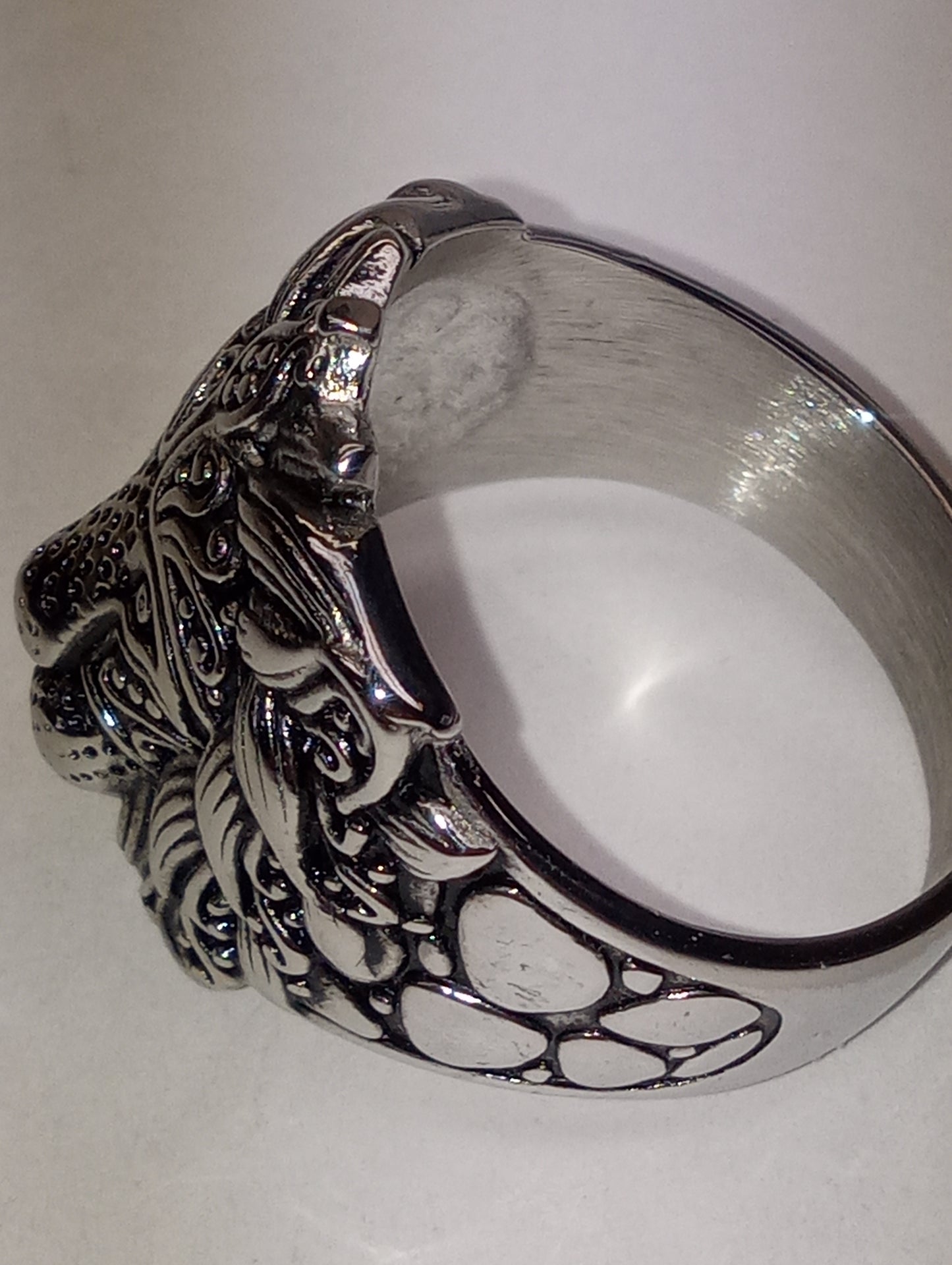 ring Lion's head, in stainless steel , size 13
