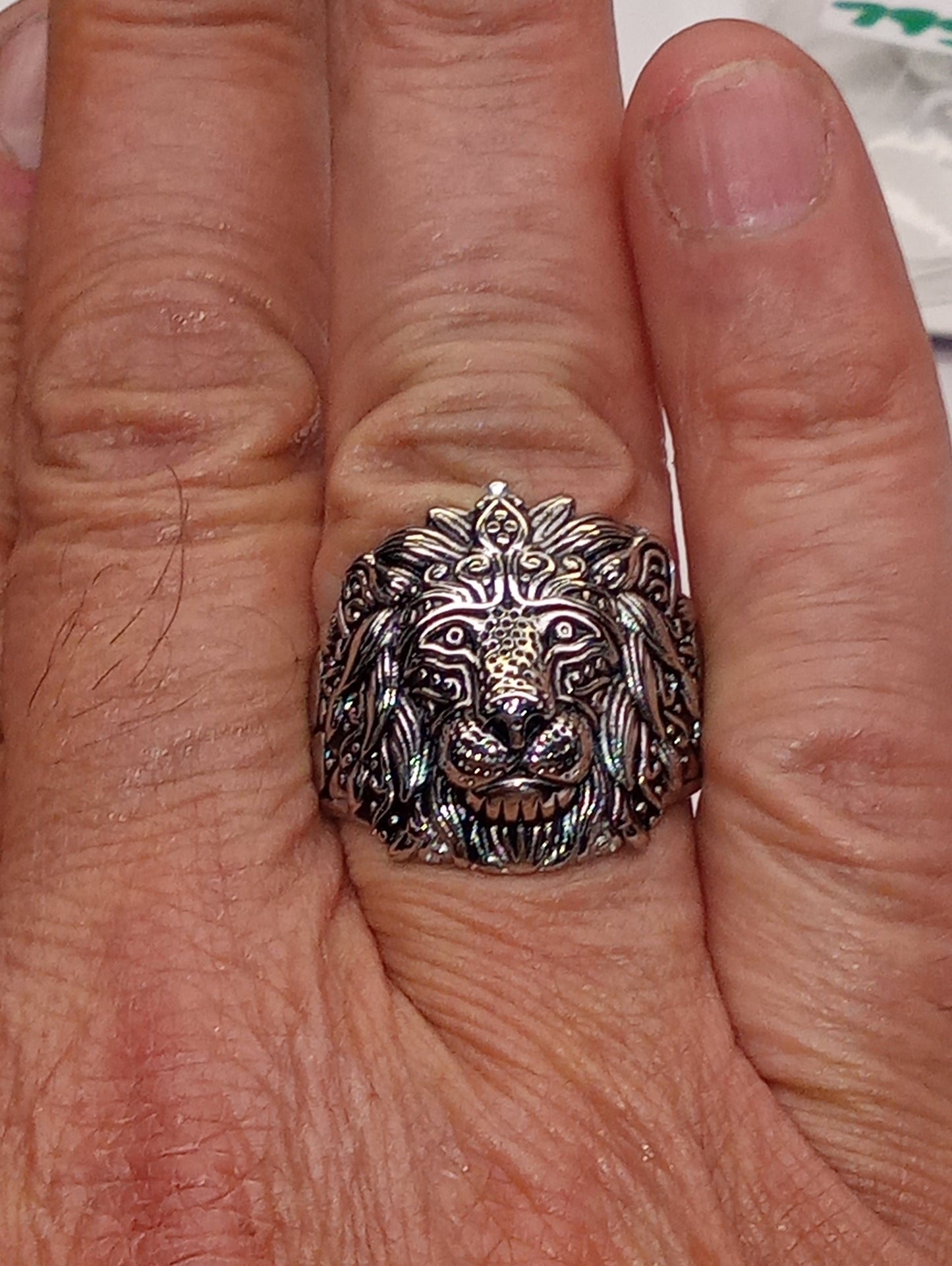 ring Lion's head, in stainless steel , size 13