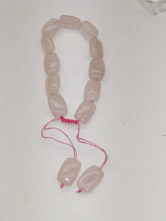 bracelet rose quartz, Galilea, beaded ajustable, 125ctw