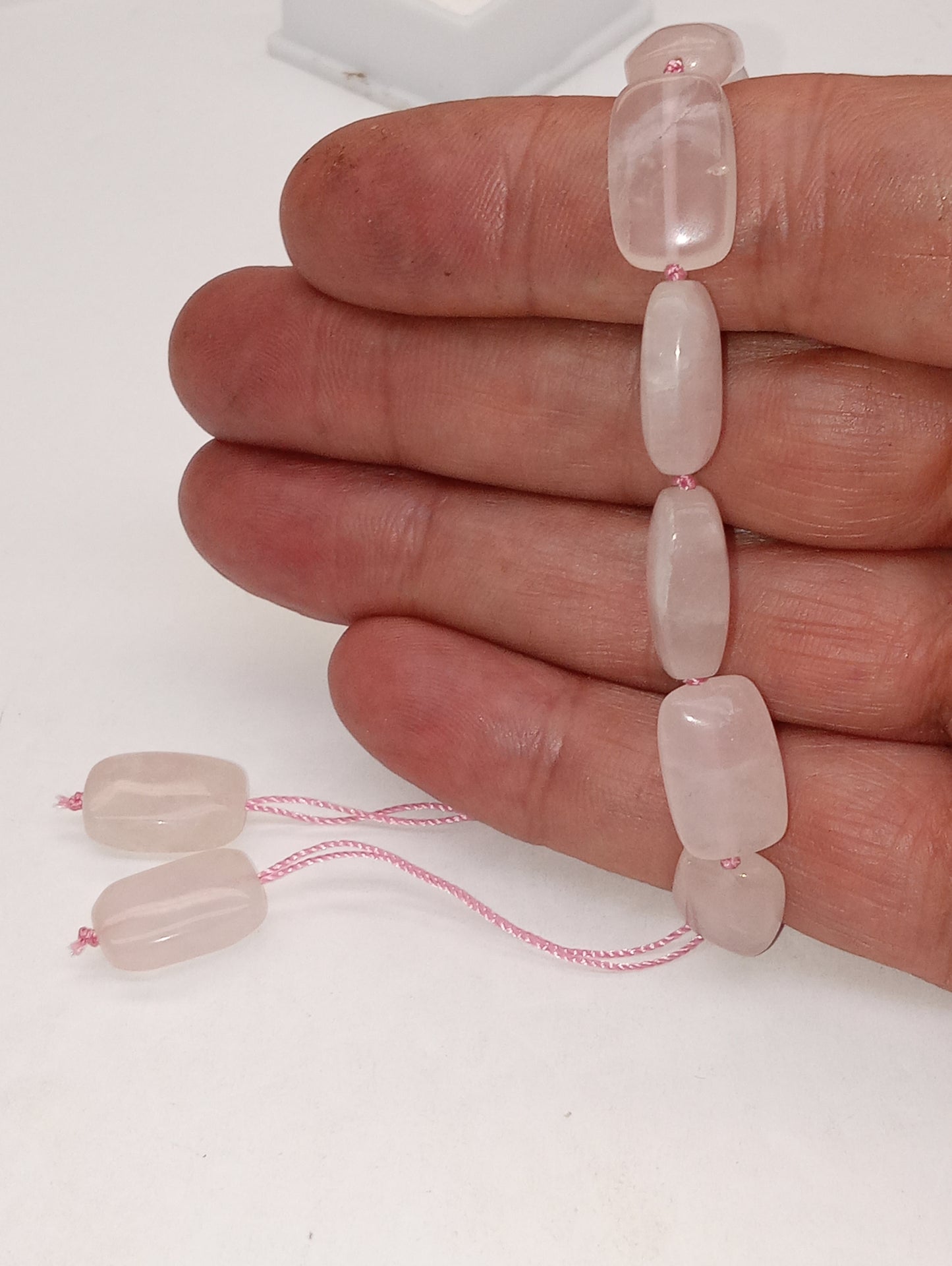 bracelet rose quartz, Galilea, beaded ajustable, 125ctw