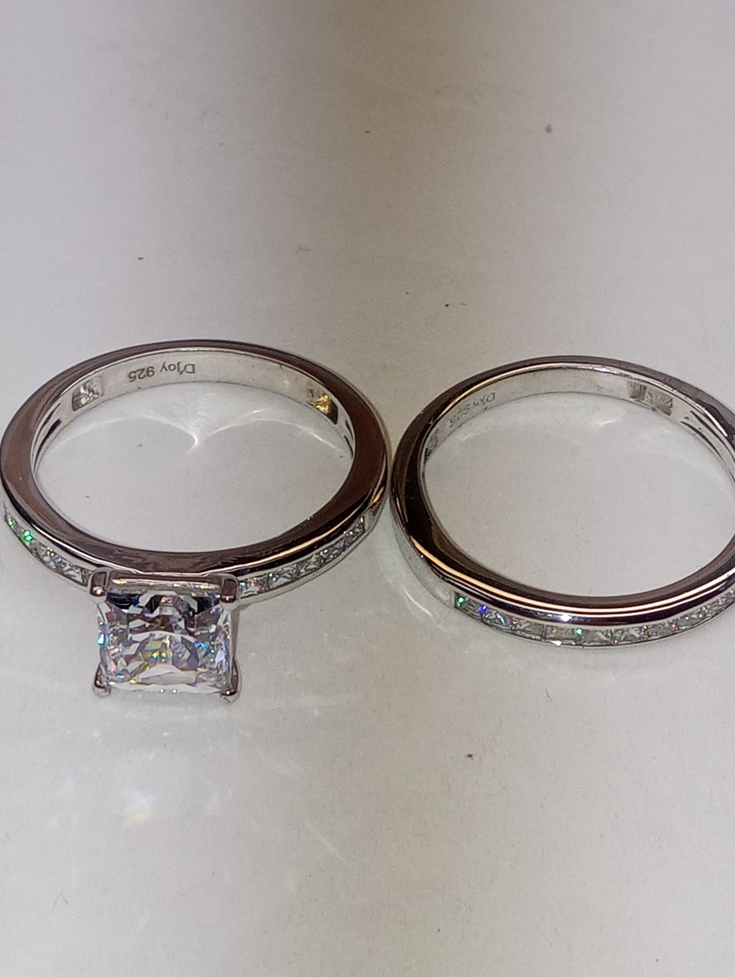ring LUSTRO STELLA(TM), cz set of 2 rings, in platinum over sterling silver, size 9, 4.75ctw