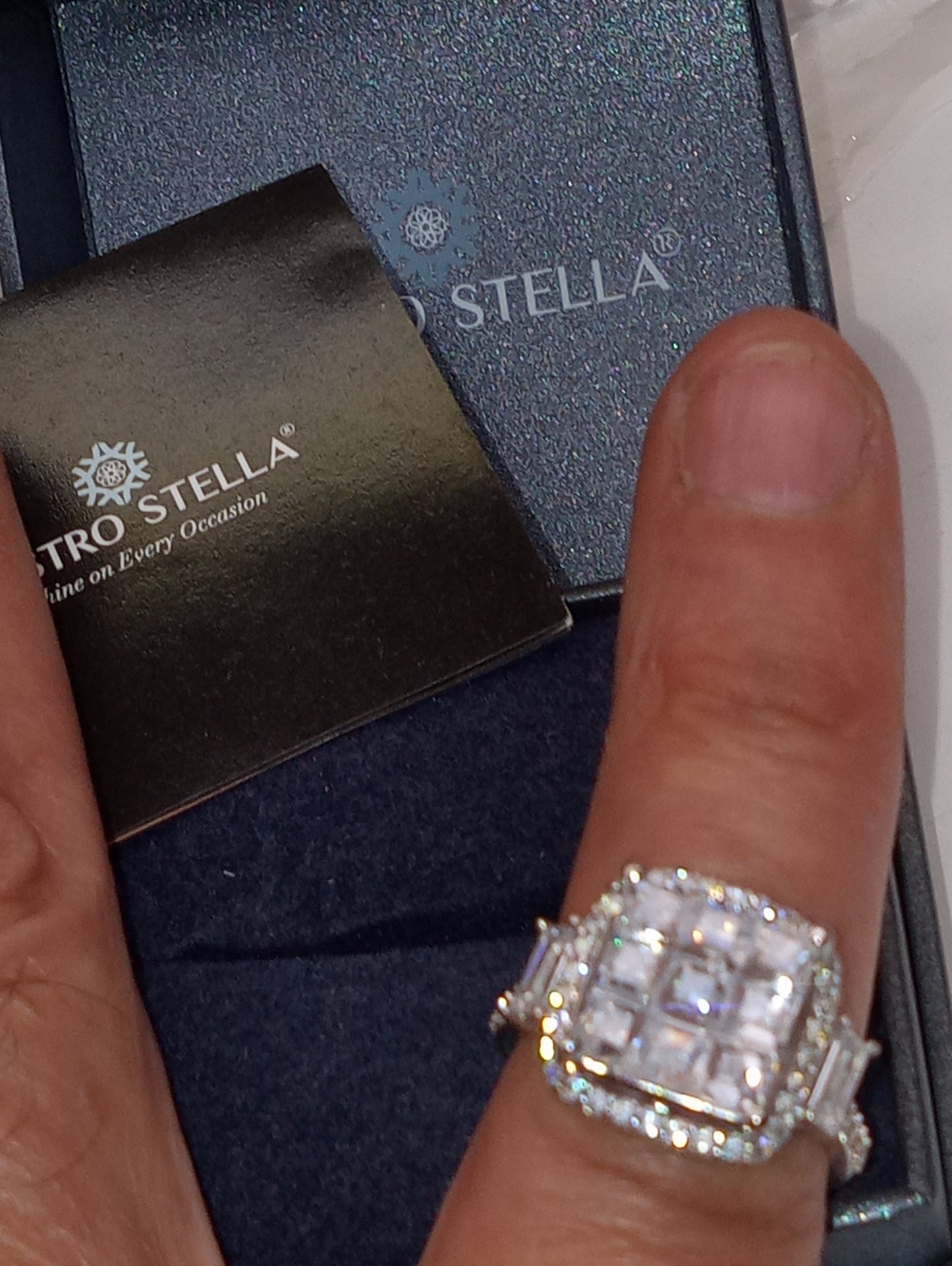 ring LUSTRO STELLA(TM). cz, squared cut, in sterling silver, size 7, 9.20ctw