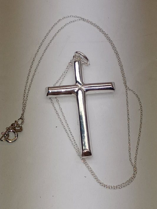 pendant necklace, sterling silver cross pendant, 18 inch necklace, 3.49g