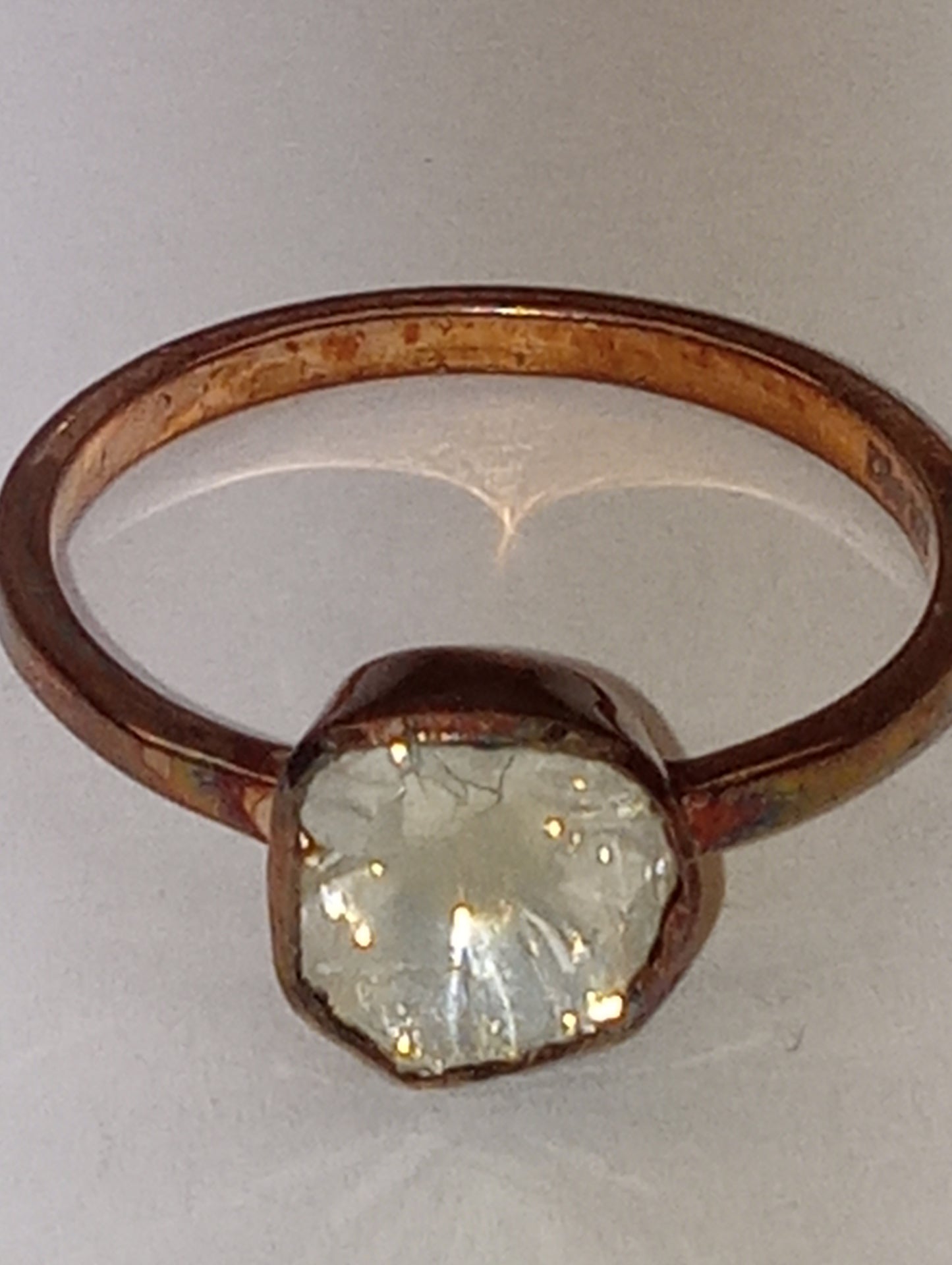 ring Artisan Crafted Polki Diamond in 14k rose gold over sterling silver. size8, .33ctw