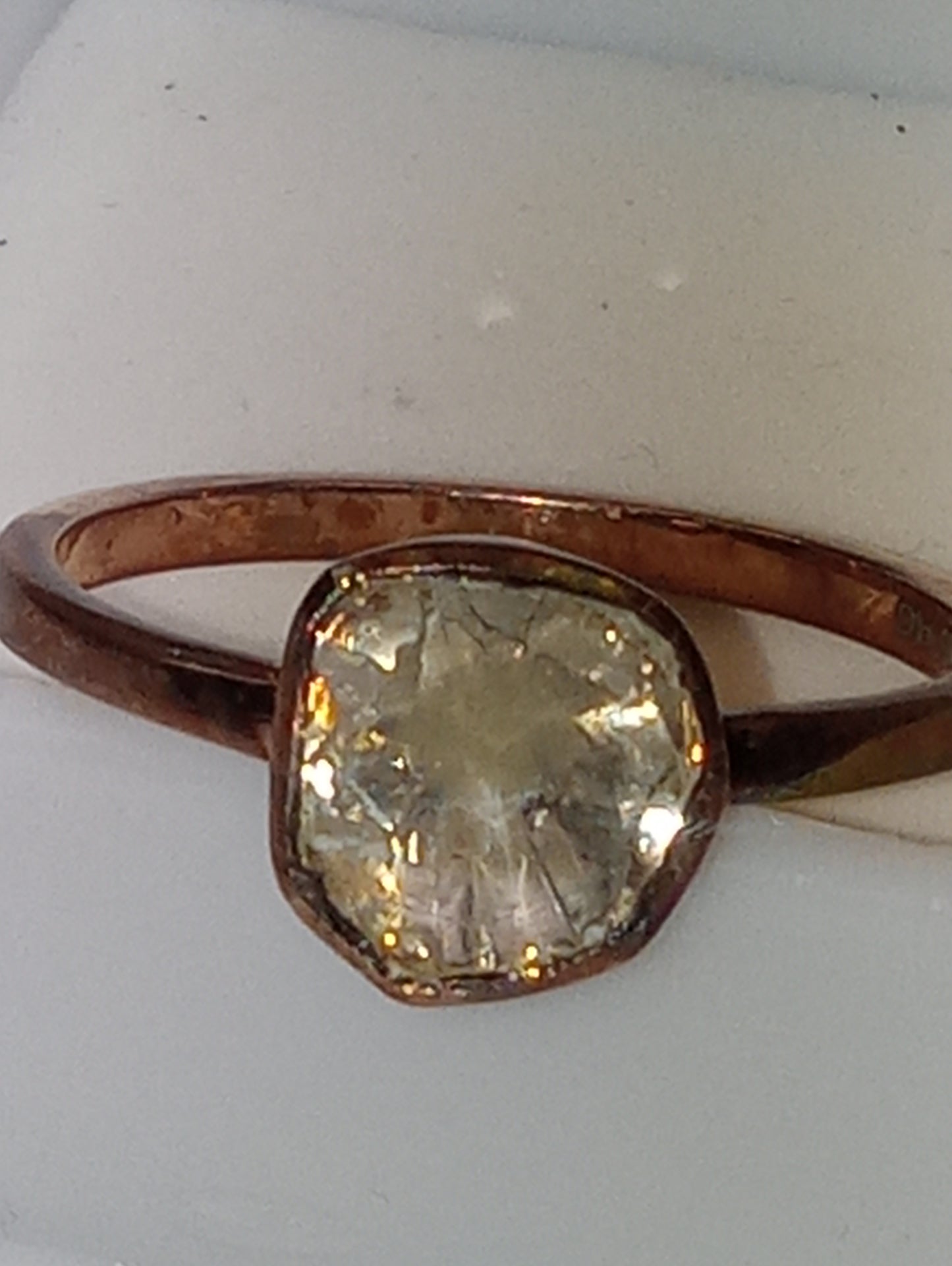 ring Artisan Crafted Polki Diamond in 14k rose gold over sterling silver. size8, .33ctw