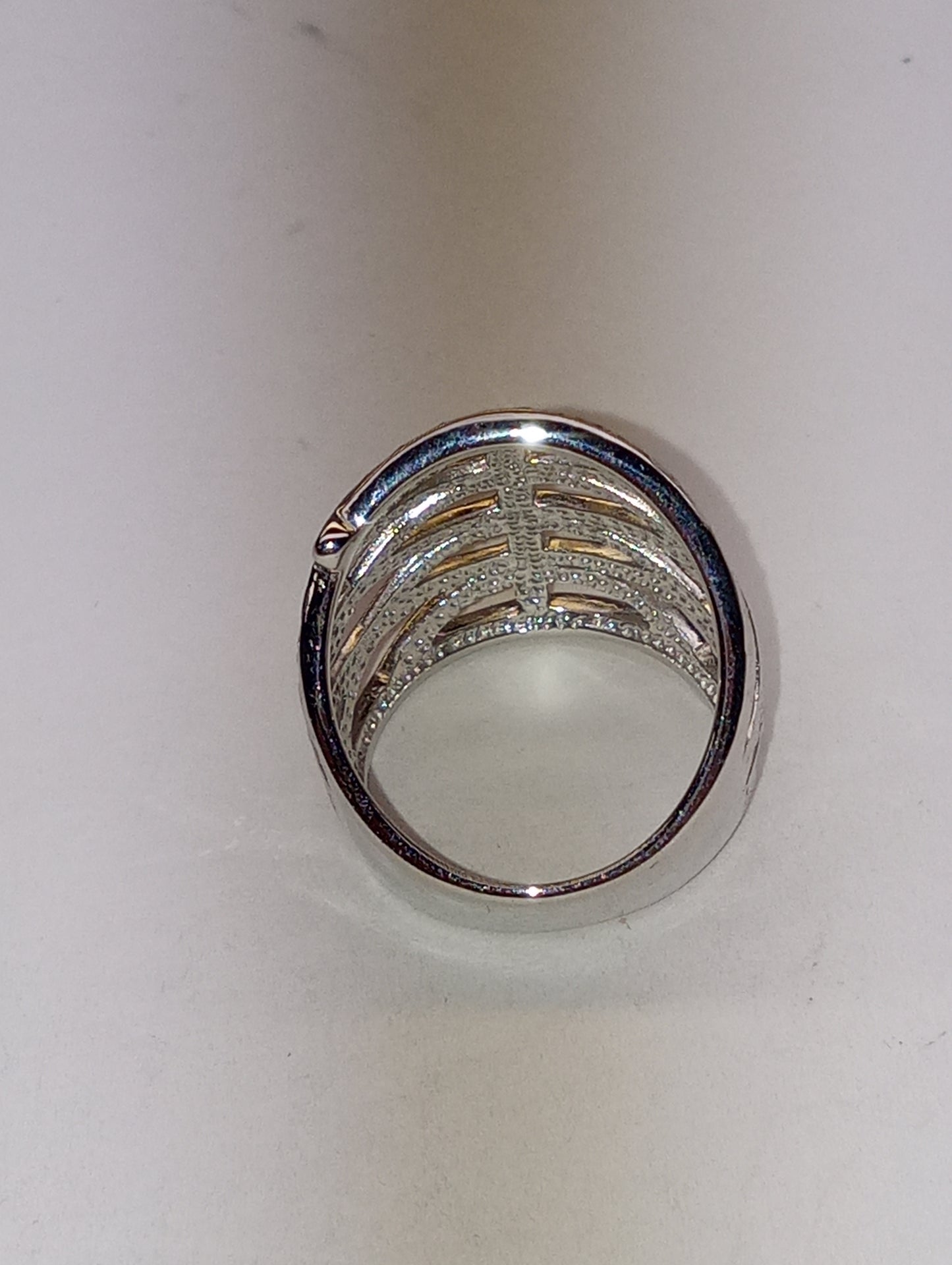 ring hammered knuckle in Rhodium over sterling silver, siz6, 6.90g