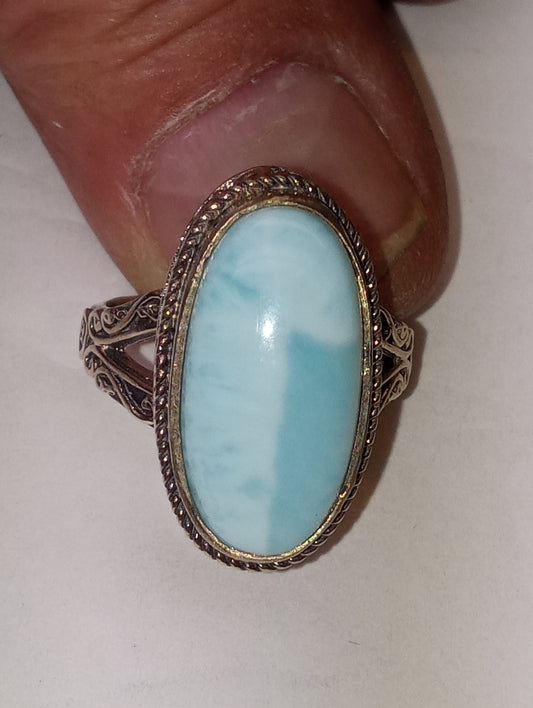 ring Bali Legacy, matrix larimar, in sterling silver, size 8, 9.9ctw