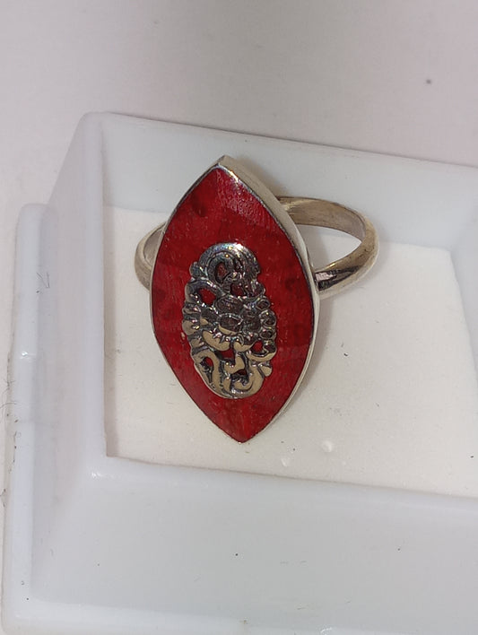 ring sponge coral, in sterling silver