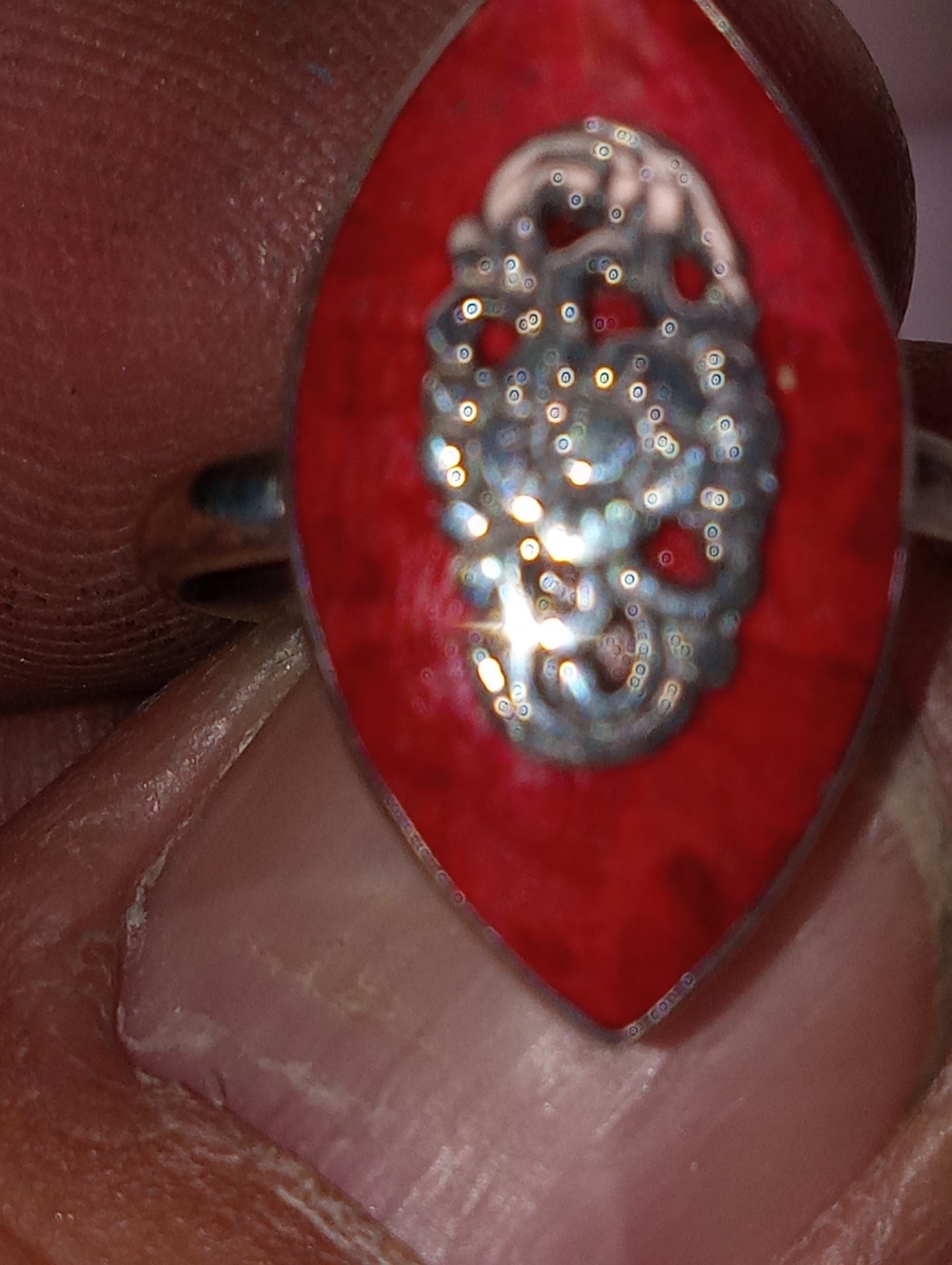 ring sponge coral, in sterling silver