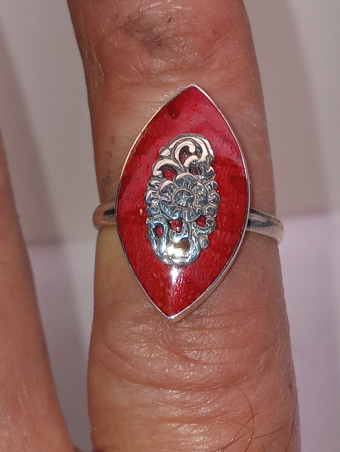 ring sponge coral, in sterling silver