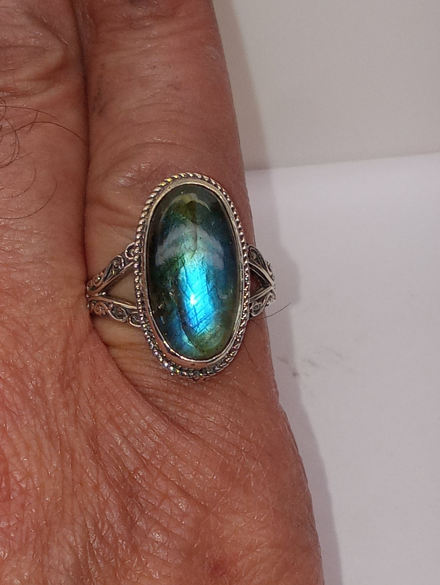 ring Bali Legacy, Malagasy labradorite, in sterling silver, size 10, 9.90ctw
