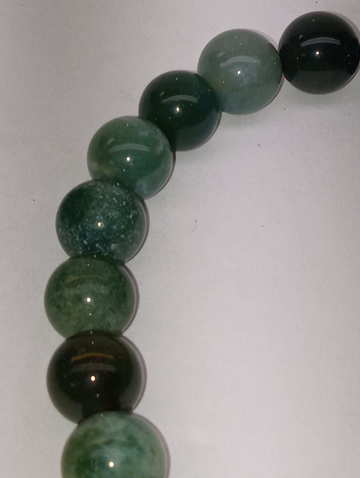 bracelet, moss agate stretch beaded, 155ctw