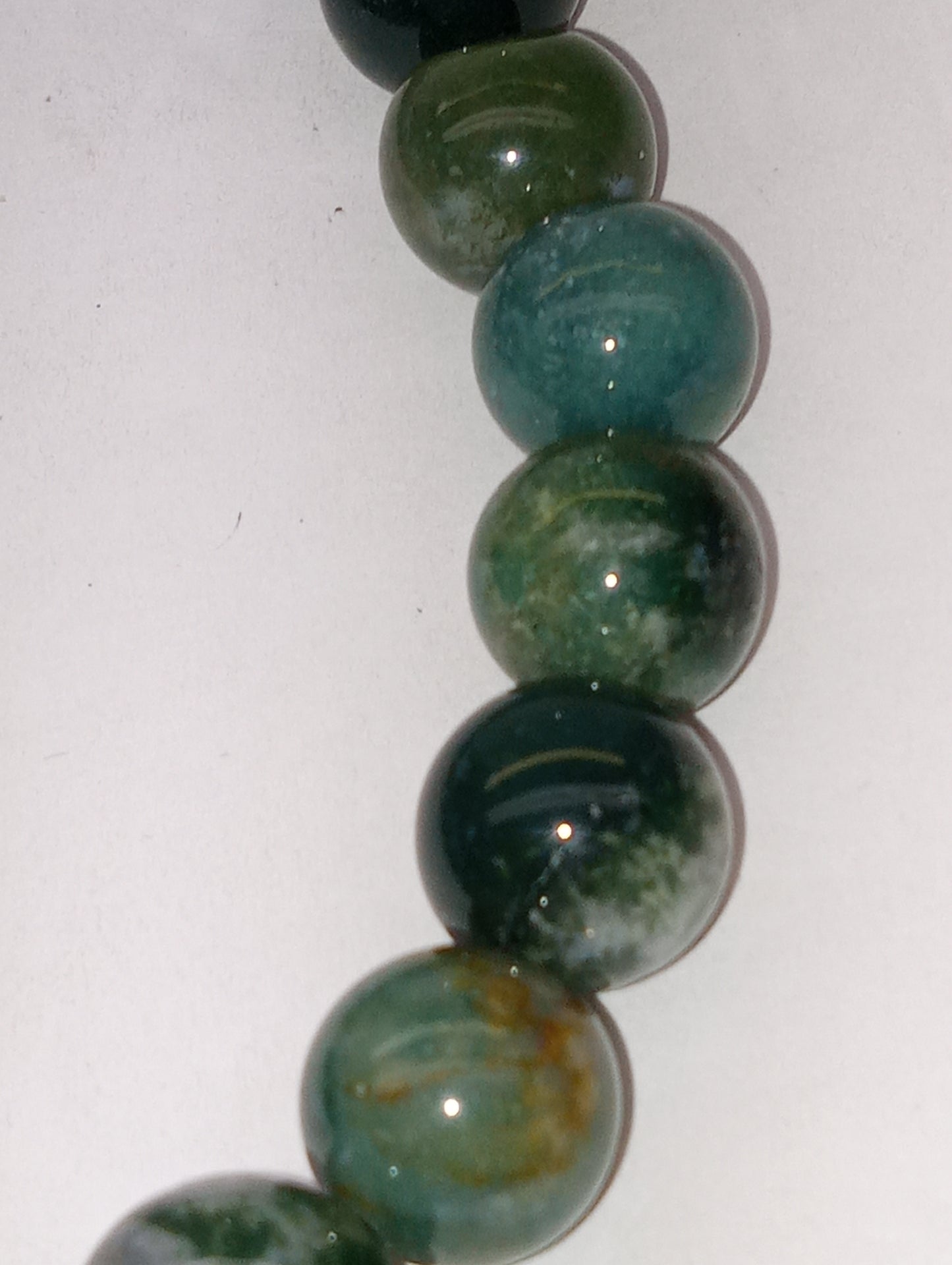 bracelet, moss agate stretch beaded, 155ctw