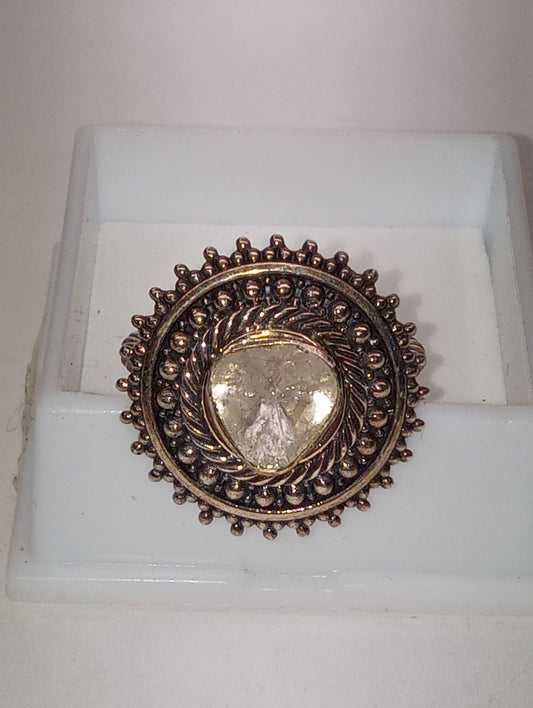 ring Polki Diamond, Mandala, in sterling silver, size 8, .33ctw
