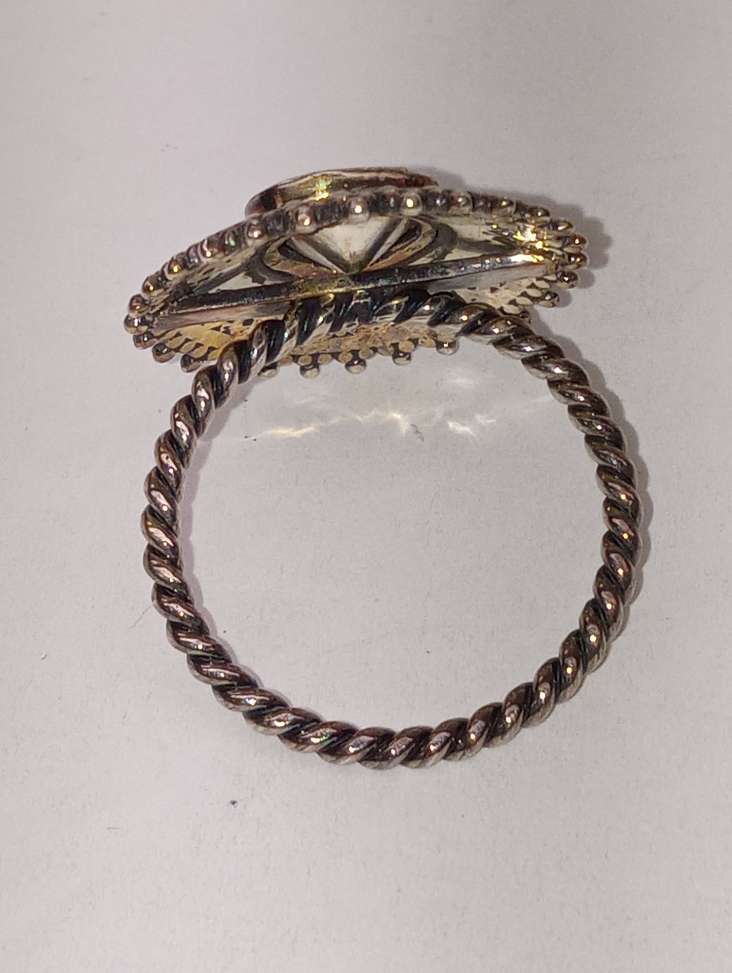 ring Polki Diamond, Mandala, in sterling silver, size 8, .33ctw