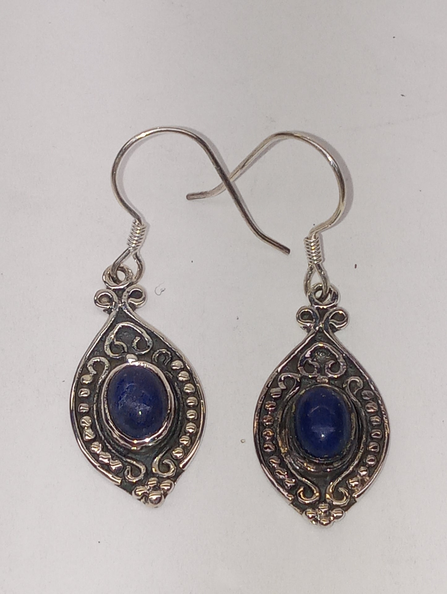 earrings Artisan Crafted Lapis Lazuli dangles in sterling silver