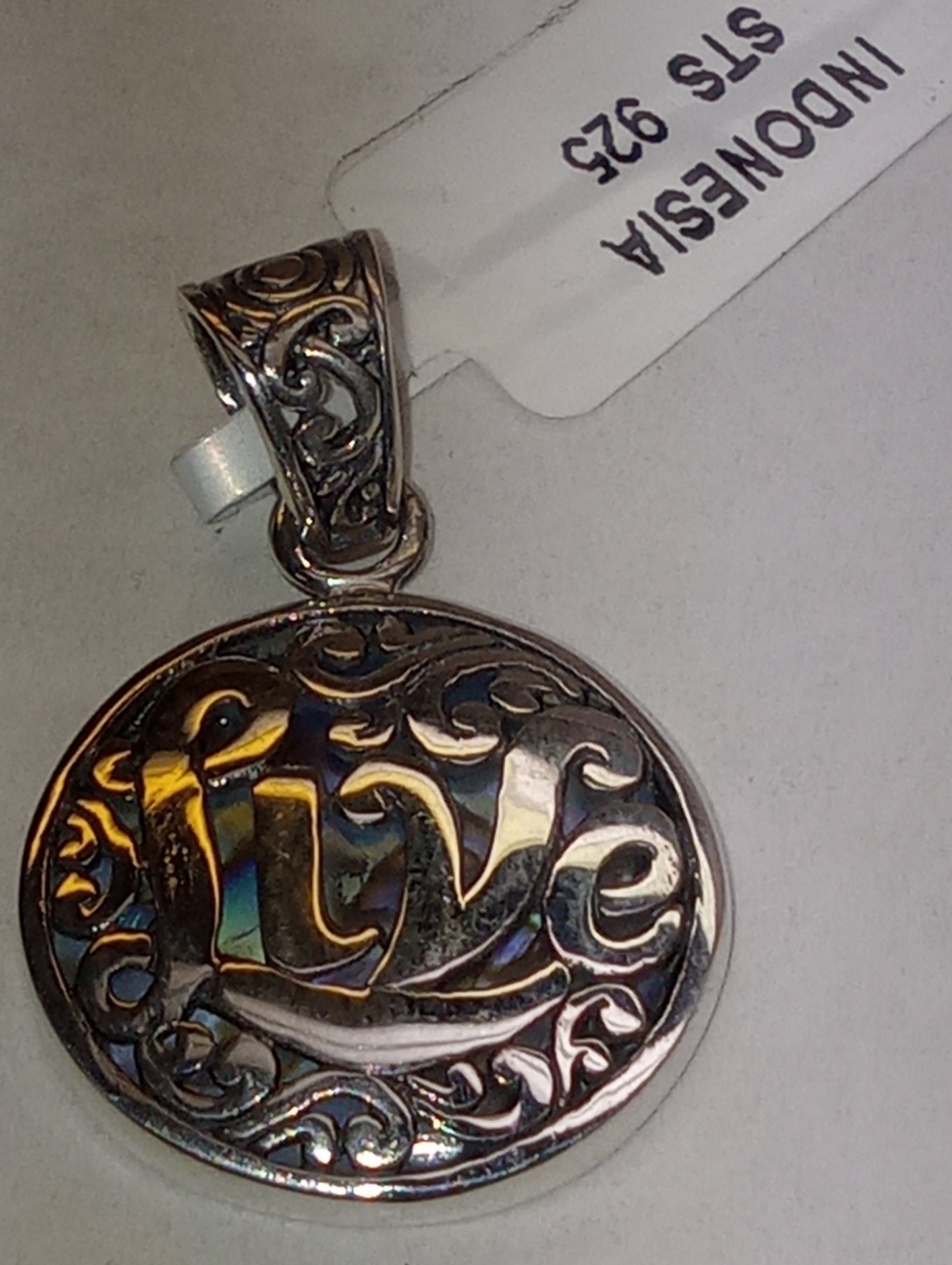 Pendant Bali Legacy "live", abalone shell in sterling silver, 2.79g, no chain