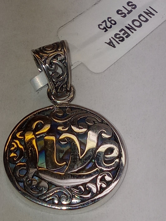Pendant Bali Legacy "live", abalone shell in sterling silver, 2.79g, no chain