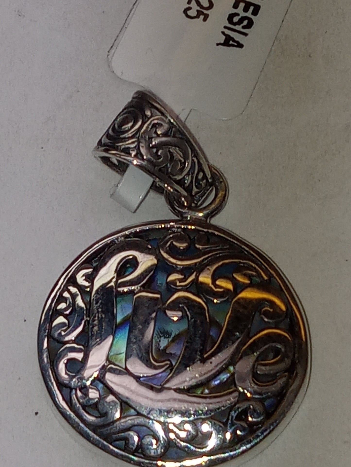 Pendant Bali Legacy "live", abalone shell in sterling silver, 2.79g, no chain