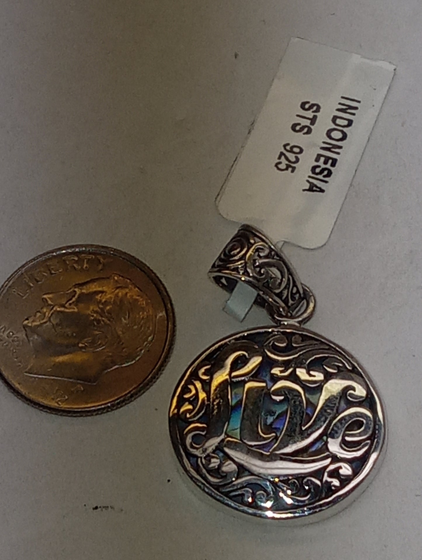 Pendant Bali Legacy "live", abalone shell in sterling silver, 2.79g, no chain