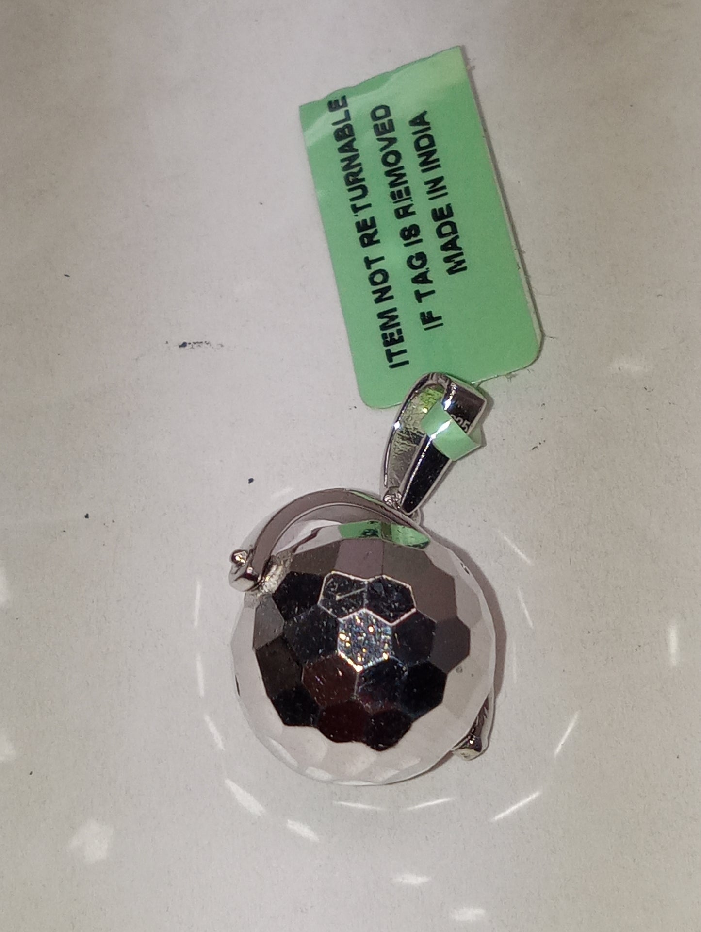 pendant Bali Legacy, disco ball in sterling silver, 3.7g, no chain