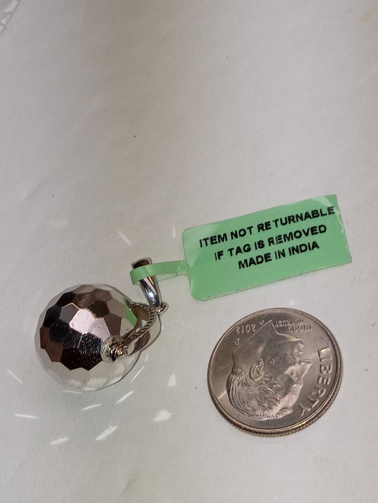 pendant Bali Legacy, disco ball in sterling silver, 3.7g, no chain