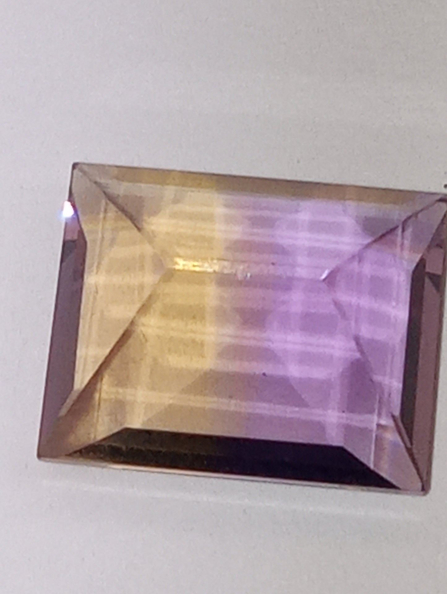 ametrine gemstone MANDIORE(TM), 12mmx10mm rectangle cut, 5.73ct
