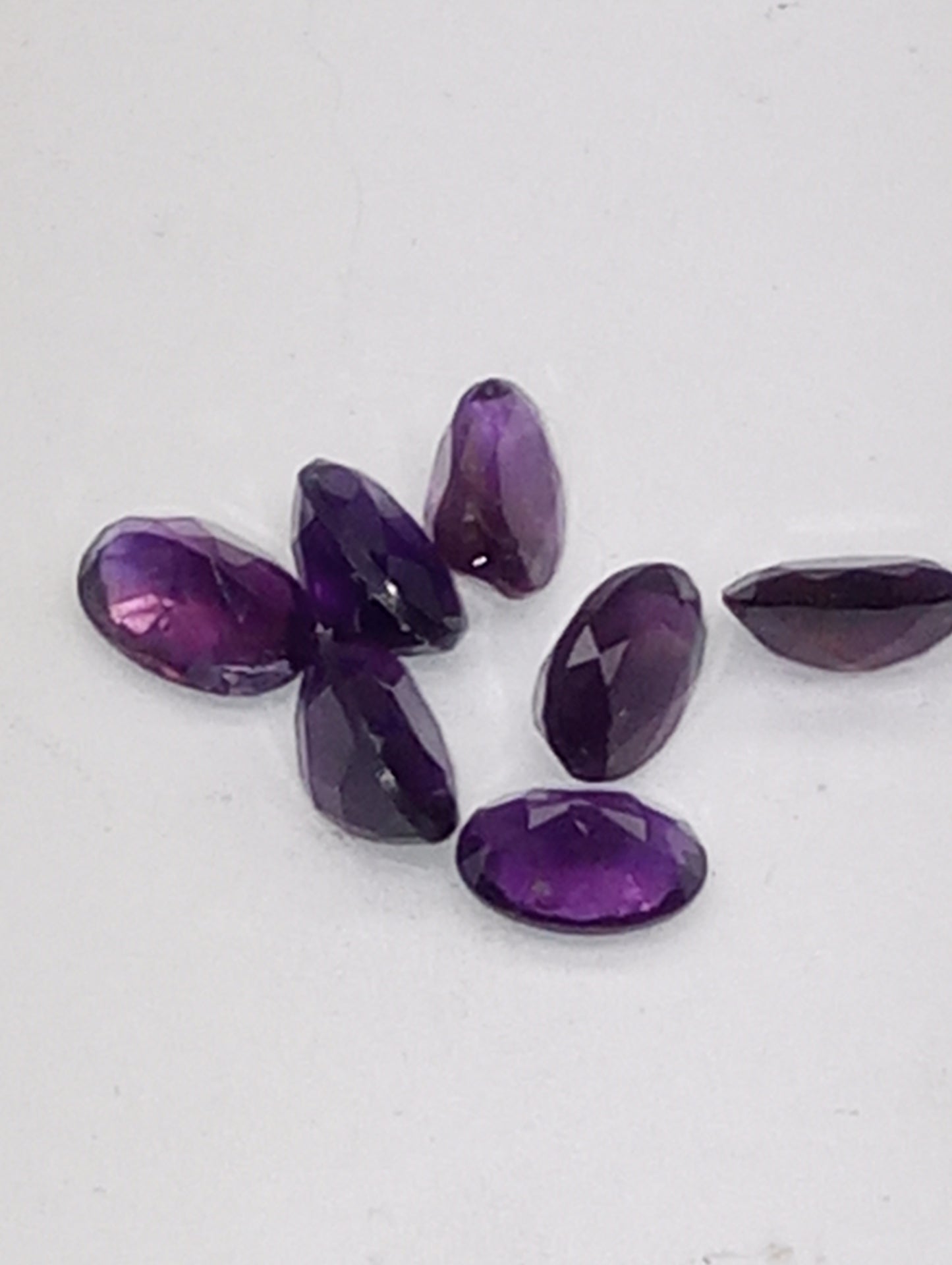 amethyst gemstones, 6mmx4mm oval cuts, 7 stones, 3.08ctw, dark purple