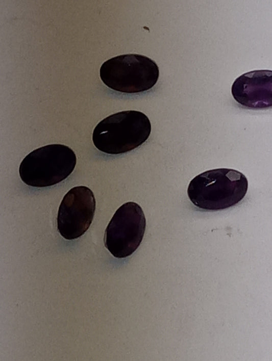 amethyst gemstones, 6mmx4mm oval cuts, 7 stones, 3.08ctw, dark purple